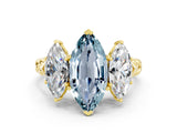 Yellow gold Three-Stone Marquise Cut Aquamarine Braided Band Ring with Four-Prong Setting_12
