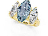 Yellow gold Three-Stone Marquise Cut Aquamarine Braided Band Ring with Four-Prong Setting_13