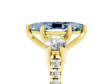 Yellow gold Three-Stone Marquise Cut Aquamarine Pavé Band with Four-Prong Setting_5