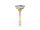 Yellow gold Three-Stone Marquise Cut Aquamarine Ring with Pavé Band and Prong Setting_14
