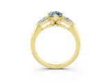 Yellow gold Three-Stone Marquise Cut Aquamarine Ring with Pear Side Stones and Four-Prong Setting_3