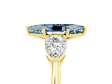 Yellow gold Three-Stone Marquise Cut Aquamarine Ring with Pear Side Stones and Four-Prong Setting_5