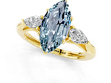 Yellow gold Three-Stone Marquise Cut Aquamarine Ring with Pear  Side Stones in Four-Prong Setting_13