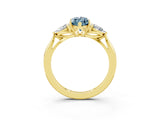 Yellow gold Three-Stone Marquise Cut Aquamarine Ring with Pear  Side Stones in Four-Prong Setting_15