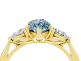 Yellow gold Three-Stone Marquise Cut Aquamarine Ring with Pear  Side Stones in Four-Prong Setting_16