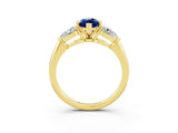 Yellow gold Three-Stone Marquise Cut Blue Sapphire Ring with Pear Side Stones and Four-Prong Setting_3