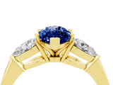 Yellow gold Three-Stone Marquise Cut Blue Sapphire Ring with Pear Side Stones and Four-Prong Setting_4