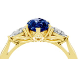 Yellow gold Three-Stone Marquise Cut Blue Sapphire Ring with Pear  Side Stones in Four-Prong Setting_16