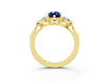 Yellow gold Three-Stone Marquise Cut Blue Sapphire Ring with Pear  Side Stones in Four-Prong Setting_39