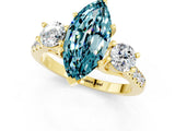 Yellow gold Three-Stone Marquise Cut Blue Topaz Pavé Band with Four-Prong Setting_1