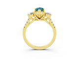 Yellow gold Three-Stone Marquise Cut Blue Topaz Pavé Band with Four-Prong Setting_3