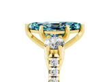 Yellow gold Three-Stone Marquise Cut Blue Topaz Pavé Band with Four-Prong Setting_5