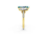 Yellow gold Three-Stone Marquise Cut Blue Topaz Ring with Pavé Band and Prong Setting_14