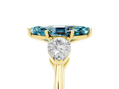 Yellow gold Three-Stone Marquise Cut Blue Topaz Ring with Pear Side Stones and Four-Prong Setting_5