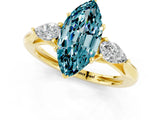 Yellow gold Three-Stone Marquise Cut Blue Topaz Ring with Pear  Side Stones in Four-Prong Setting_13