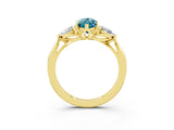 Yellow gold Three-Stone Marquise Cut Blue Topaz Ring with Pear  Side Stones in Four-Prong Setting_15