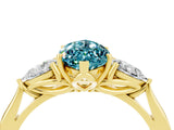 Yellow gold Three-Stone Marquise Cut Blue Topaz Ring with Pear  Side Stones in Four-Prong Setting_16