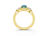 Yellow gold Three-Stone Marquise Cut Blue Topaz Ring with Pear  Side Stones in Four-Prong Setting_39