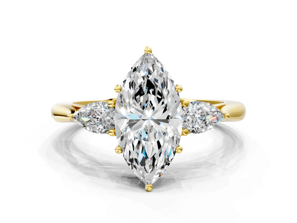 Yellow Gold Marquise Pear Side Stone Engagement Ring Setting