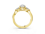 Yellow gold Three-Stone Marquise Cut Brilliant Diamond Solitaire Ring with Tapered Band and Four-Prong Setting_15