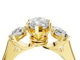 Yellow gold Three-Stone Marquise Cut Brilliant Diamond Trellis Ring with Comfort Fit Band_11