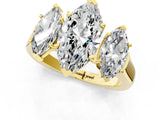 Yellow gold Three-Stone Marquise Cut Brilliant Diamond Trellis Ring with Comfort Fit Band_8