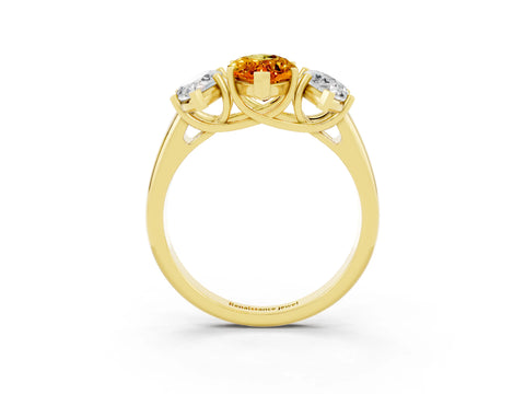 Yellow gold Three-Stone Marquise Cut Citrine Engagement Ring with Prong Setting_3