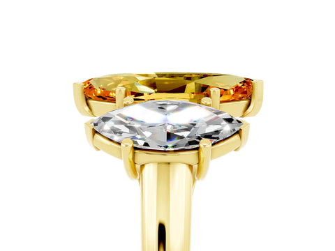 Yellow gold Three-Stone Marquise Cut Citrine Engagement Ring with Prong Setting_5