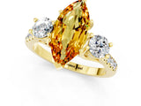 Yellow gold Three-Stone Marquise Cut Citrine Pavé Band with Four-Prong Setting_1