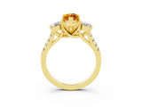 Yellow gold Three-Stone Marquise Cut Citrine Pavé Band with Four-Prong Setting_3
