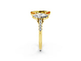 Yellow gold Three-Stone Marquise Cut Citrine Ring with Pavé Band and Prong Setting_14
