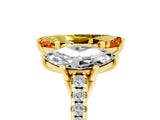 Yellow gold Three-Stone Marquise Cut Citrine Ring with Pavé Band and Prong Setting_17
