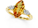 Yellow gold Three-Stone Marquise Cut Citrine Ring with Pear  Side Stones in Four-Prong Setting_13
