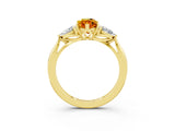 Yellow gold Three-Stone Marquise Cut Citrine Ring with Pear  Side Stones in Four-Prong Setting_15
