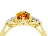 Yellow gold Three-Stone Marquise Cut Citrine Ring with Pear  Side Stones in Four-Prong Setting_16