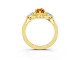Yellow gold Three-Stone Marquise Cut Citrine Ring with Pear  Side Stones in Four-Prong Setting_39