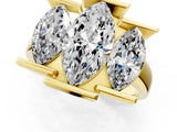 Yellow gold Three Stone Marquise Cut Cut Channel Set Diamond Ring_4