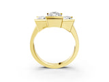 Yellow gold Three Stone Marquise Cut Cut Channel Set Diamond Ring_6
