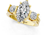 Yellow gold Three-Stone Marquise Cut Cut Classic Band Prong Setting Ring_4