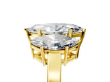 Yellow gold Three-Stone Marquise Cut Cut Diamond Engagement Ring with Flat Band and Four-Prong Setting_13