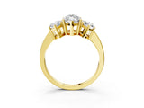 Yellow gold Three-Stone Marquise Cut Cut Diamond Engagement Ring with Flat Band and Four-Prong Setting_24