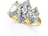 Yellow gold Three-Stone Marquise Cut Cut Diamond Engagement Ring with Flat Band and Four-Prong Setting_9