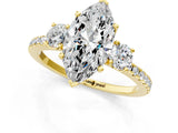 Yellow gold Three-Stone Marquise Cut Cut Diamond Pavé Band with Prong Setting_4