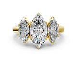 Yellow gold Three-Stone Marquise Cut Cut Diamond Ring with Channel Set Band and Four-Prong Setting_11