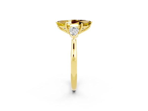 Yellow gold Three-Stone Marquise Cut Yellow Sapphire Ring with Pear  Side Stones in Four-Prong Setting