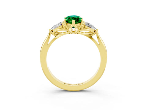 Yellow gold Three-Stone Marquise Cut Cut Diamond Ring with Pear Side Stones in Four-Prong Setting_3
