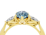 Yellow gold Three-Stone Marquise Cut Cut Diamond Ring with Pear Side Stones in Four-Prong Setting_4