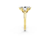 Yellow gold Three-Stone Marquise Cut Cut Diamond Ring with Trillion Side Stones and Four-Prong Setting_2