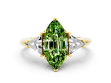 Yellow gold Three-Stone Marquise Cut Cut Diamond Ring with Trillion Side Stones and Four-Prong Setting