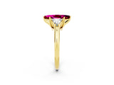 Yellow gold Three-Stone Marquise Cut Cut Diamond Ring with Trillion Side Stones and Four-Prong Setting_2